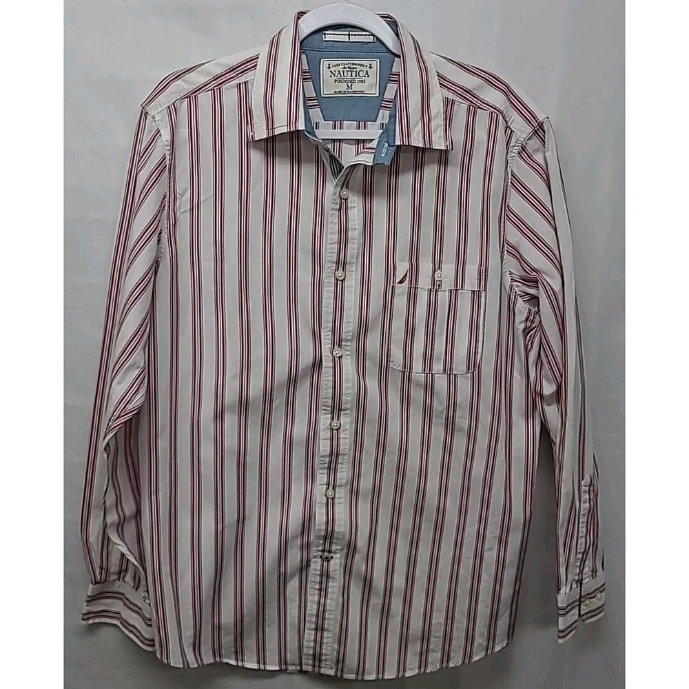 Mens Button Up Shirt Long Sleeve‎ Nautica Medium